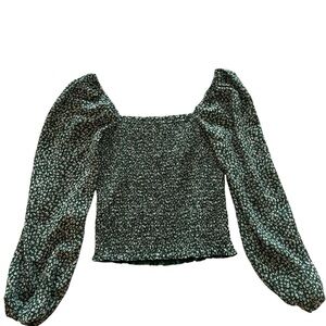 Abercrombie Green Floral Long Sleeve Top